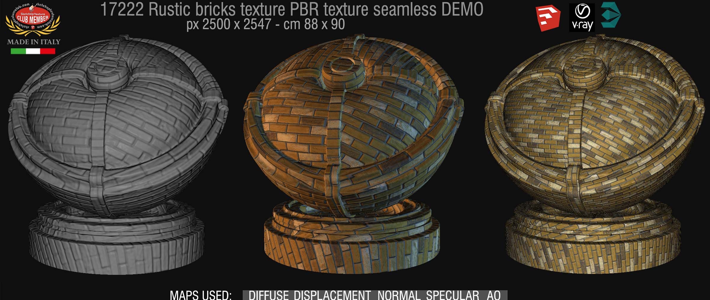 17222 Capri rustic bricks PBR texture seamless DEMO