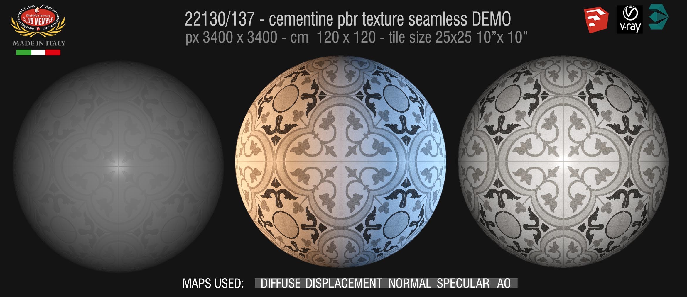 22130/137 cementine tiles Pbr seamless texture DEMO - porcelain stoneware concrete look