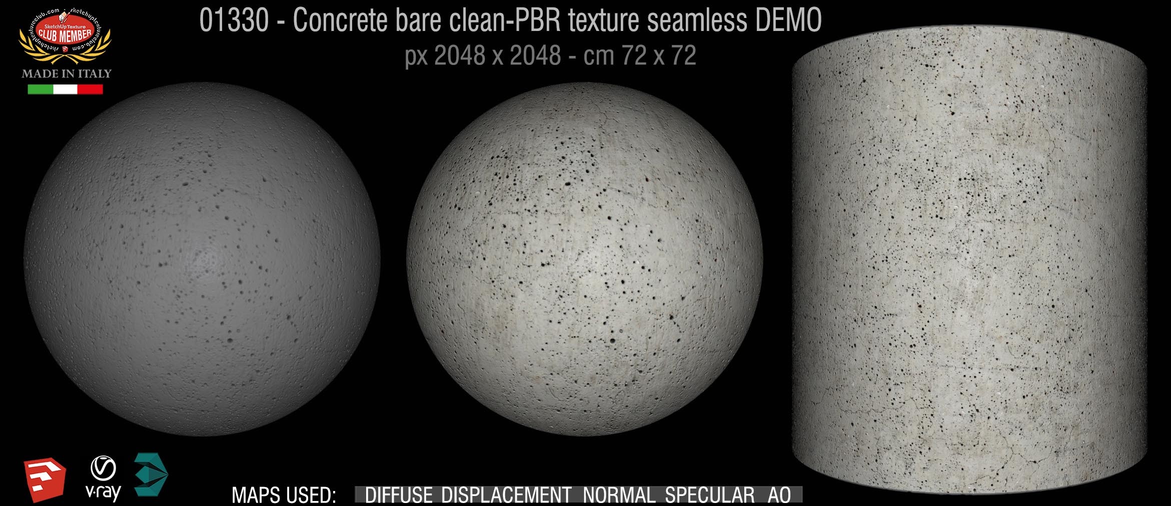 01330 Concrete bare clean-PBR texture seamless DEMO