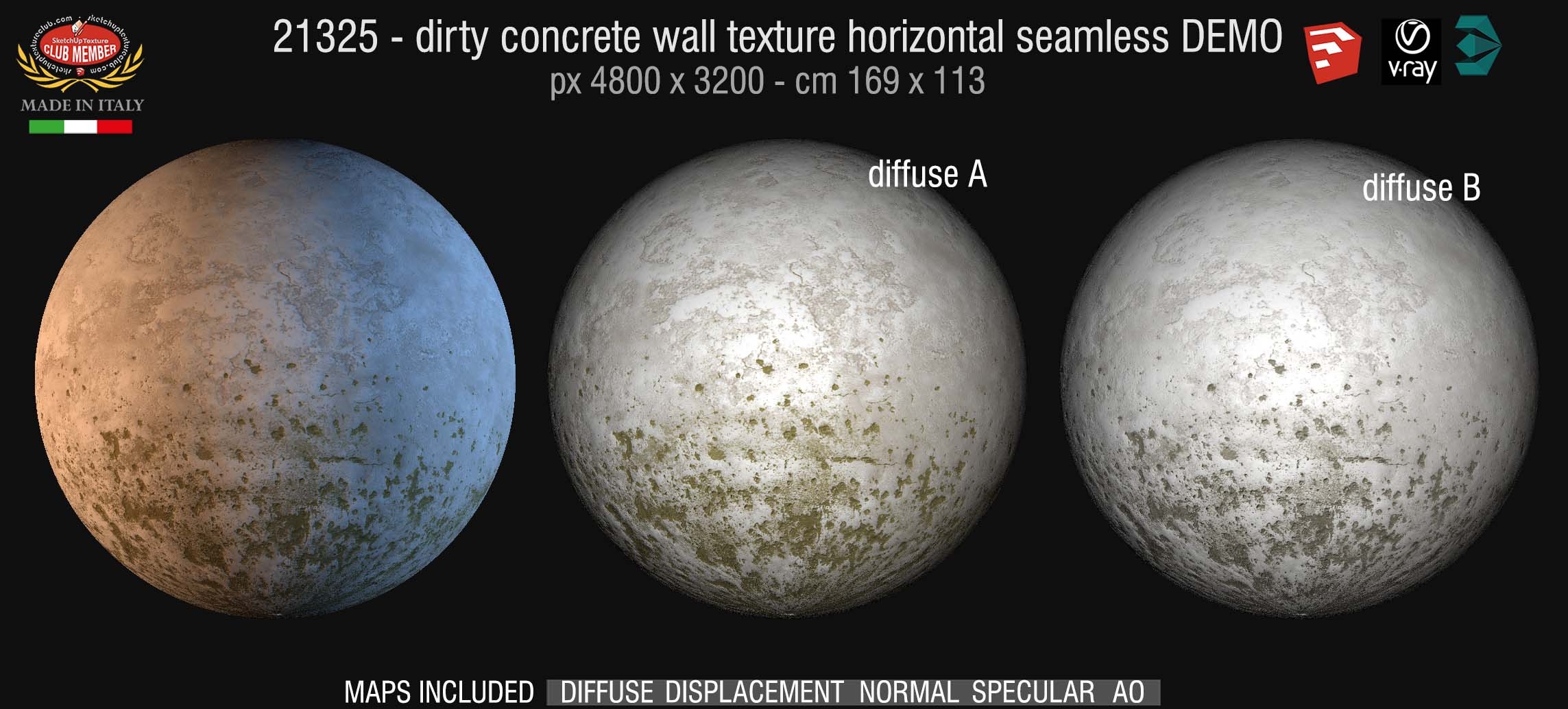 21325 HR grunge dirty concrete wall PBR texture horizontal seamless DEMO