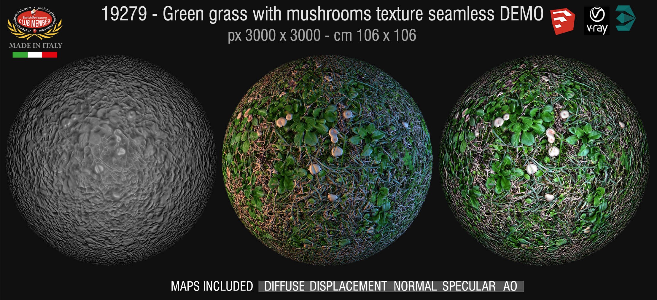 19279 HR Green grass with mushrooms + maps DEMO