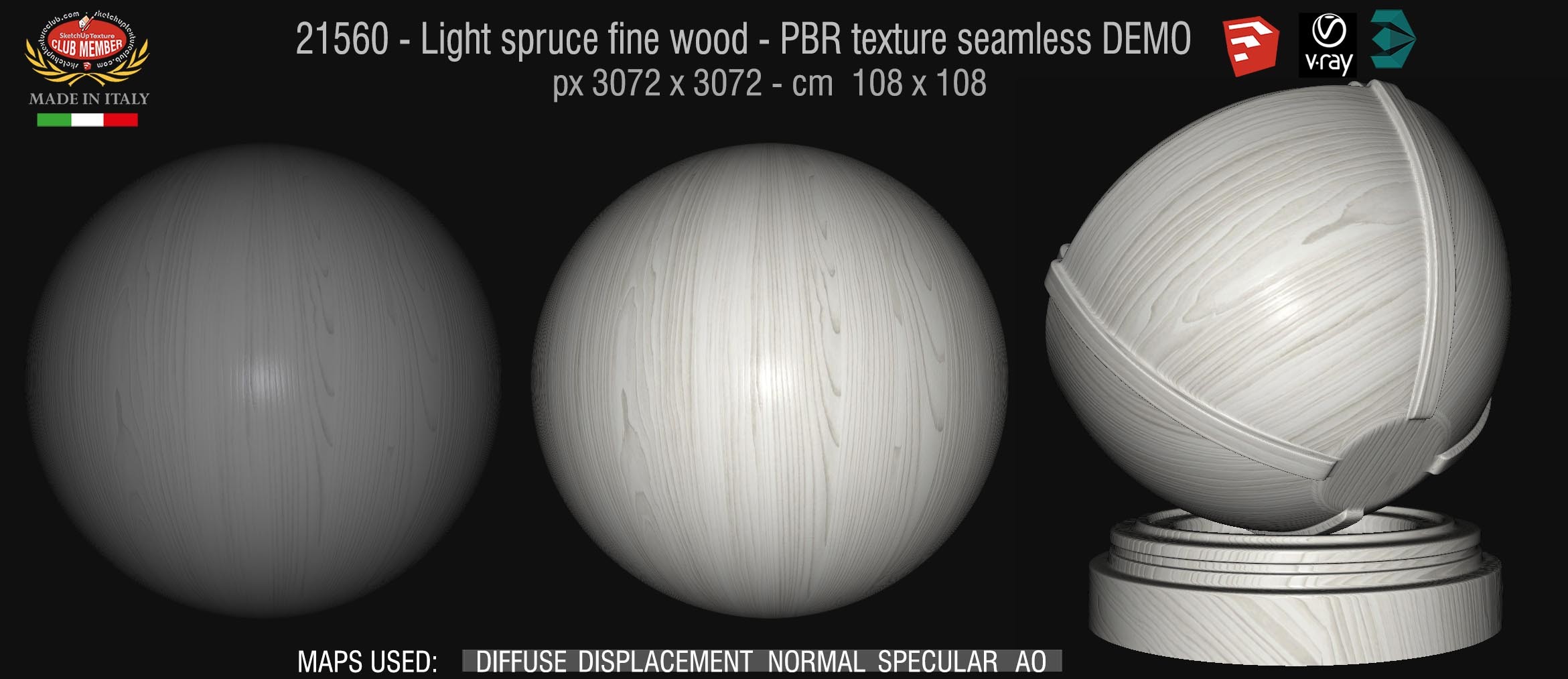 21560 Light spruce fine wood - PBR texture seamless DEMO