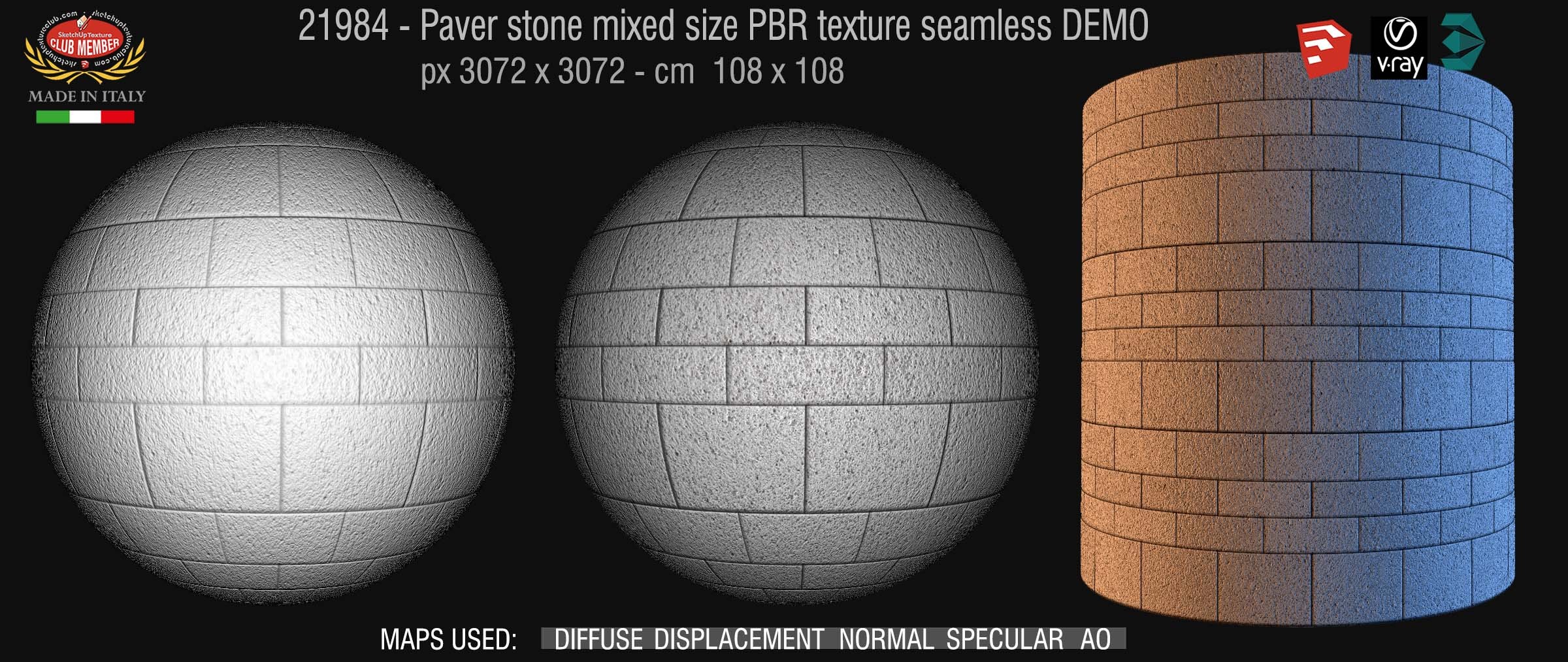 21984 pavers stone mixed size PBR texture seamless DEMO