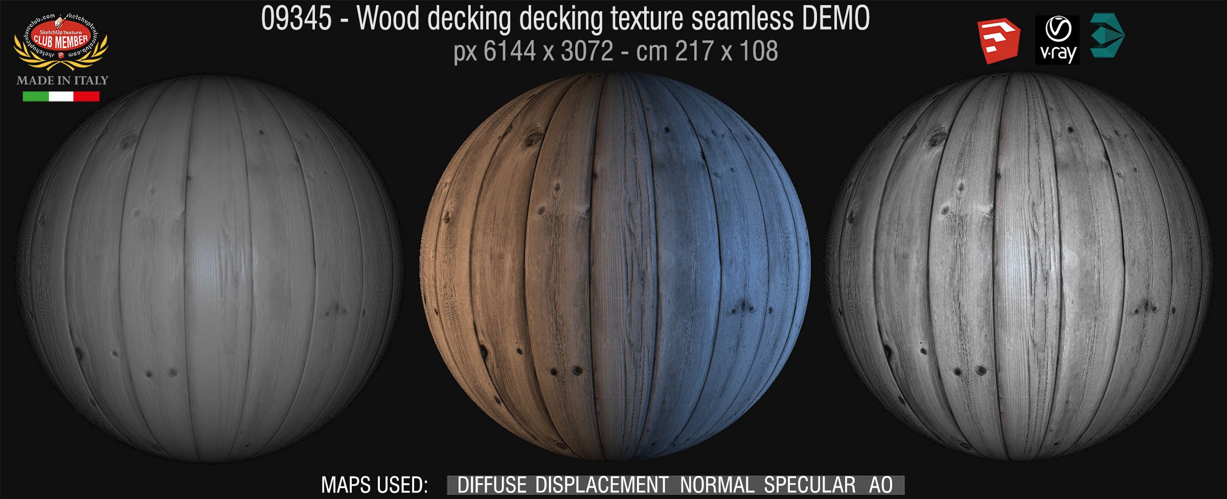09345 HR Wood decking texture seamless + maps DEMO