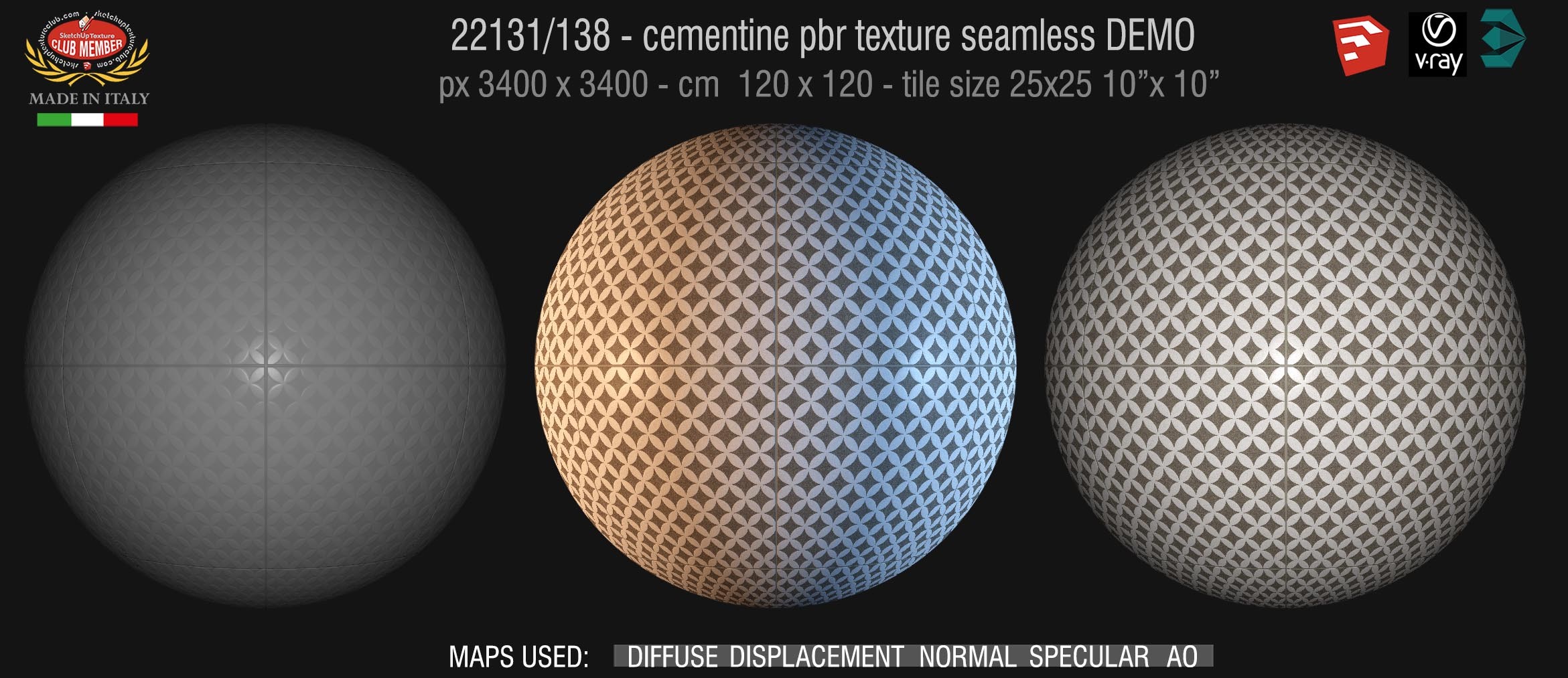 22131/138 cementine tiles Pbr seamless texture DEMO - porcelain stoneware concrete look