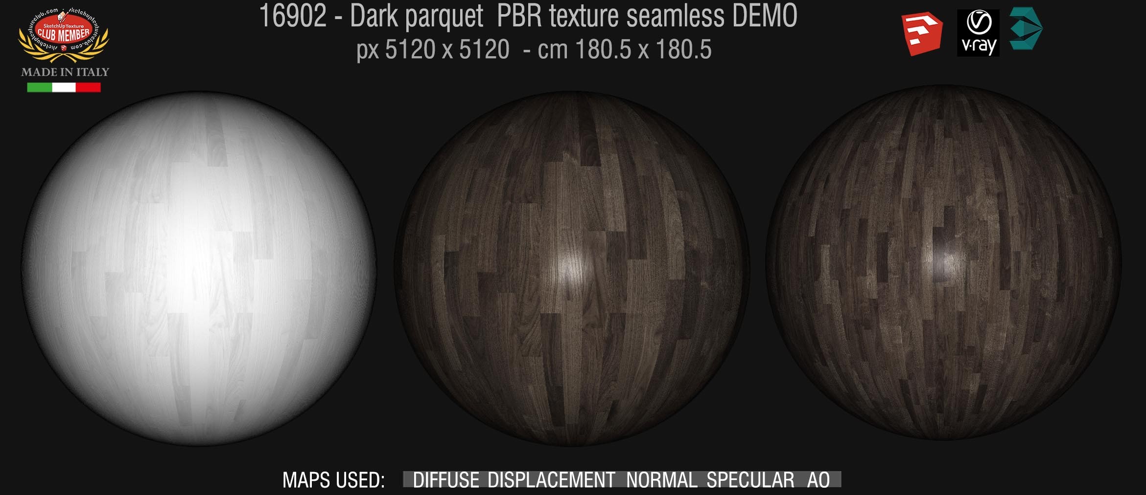 16902 Dark parquet PBR texture seamless DEMO