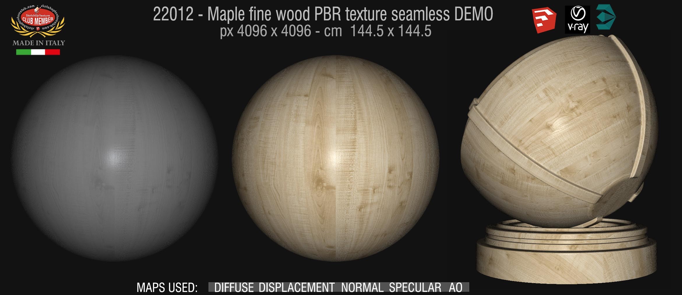 22012 Maple fine wood PBR texture seamless DEMO