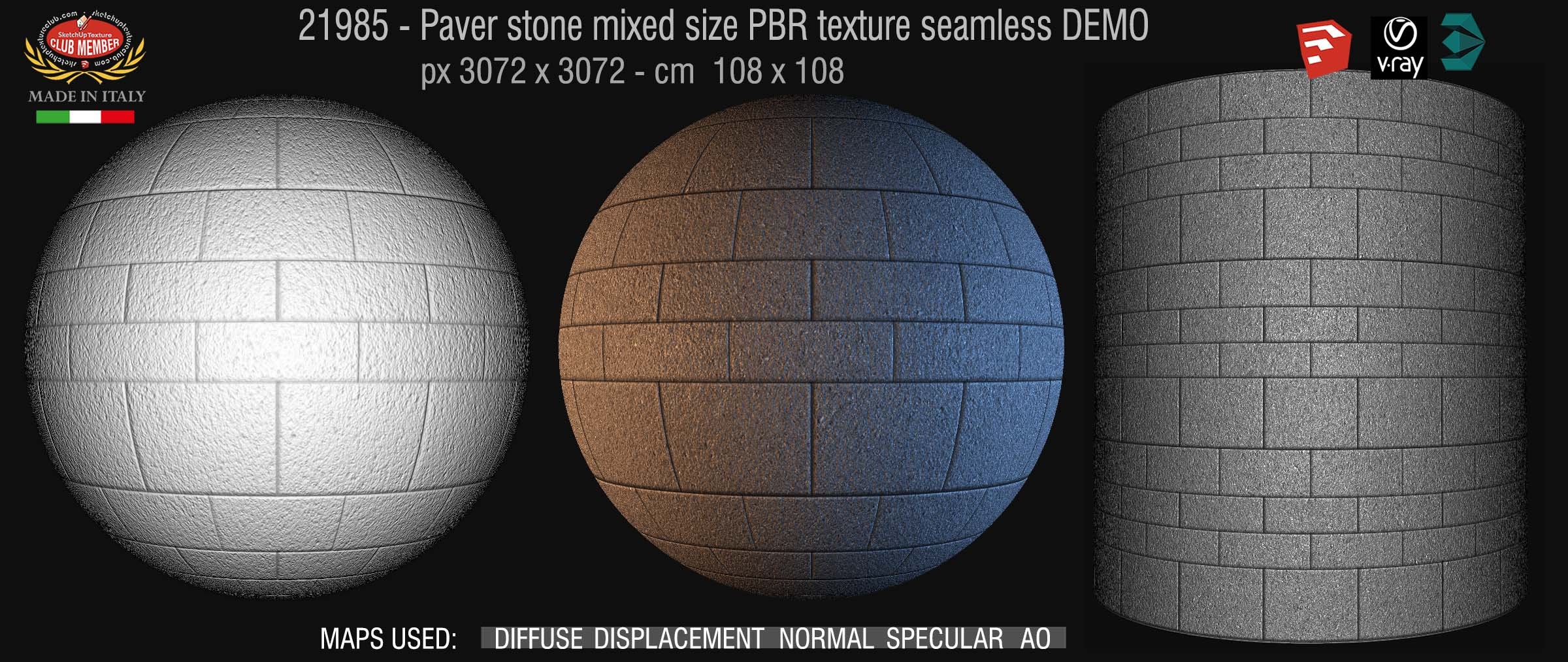 21986 Pavers stone mixed size PBR texture seamless DEMO