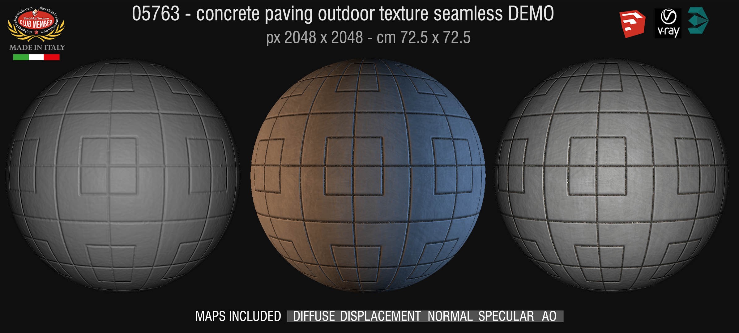 05763  HR Paving outdoor concrete regular block texture + maps DEMO