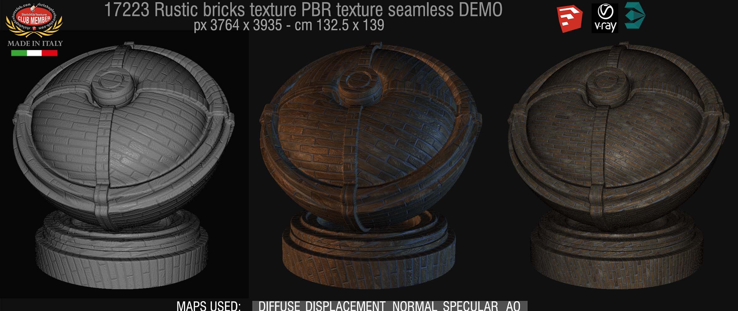 17223 Rustic bricks PBR texture seamless DEMO