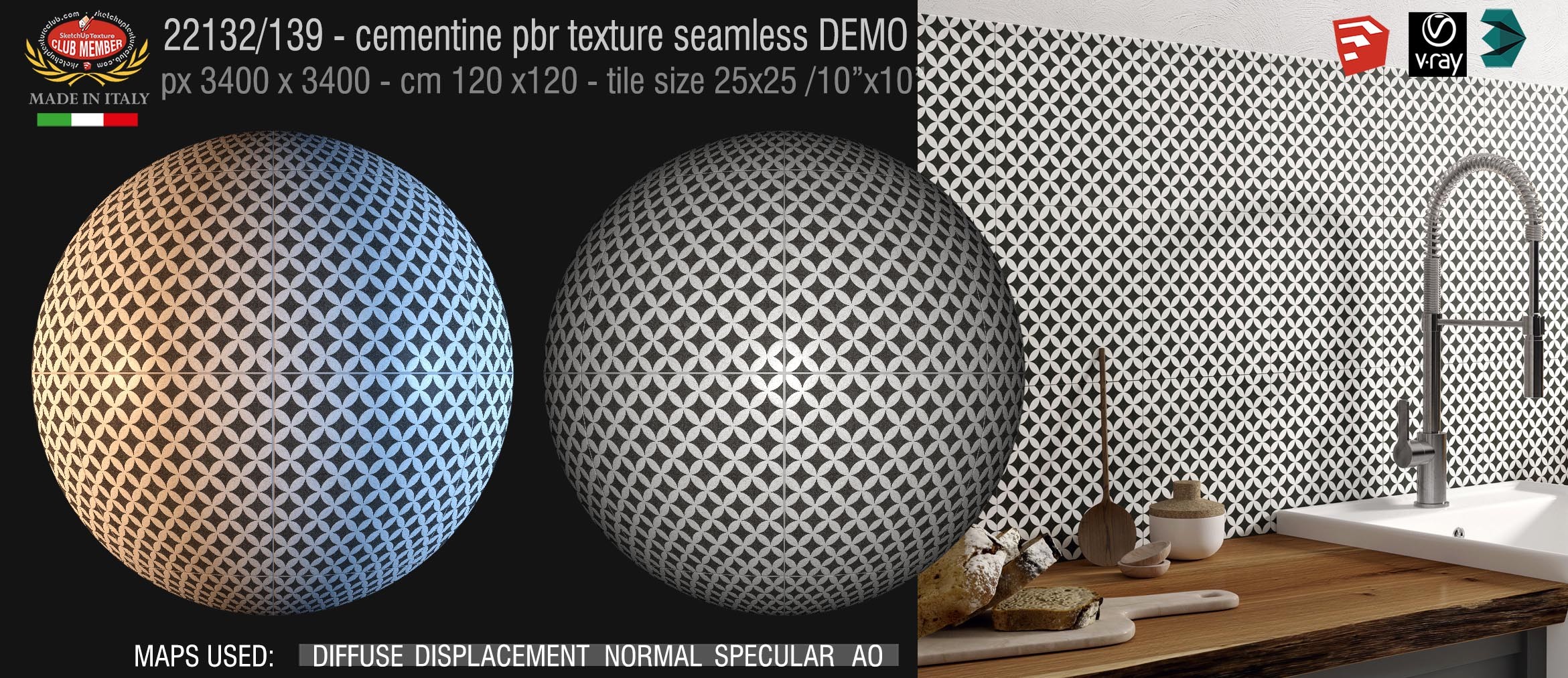 22132/139  cementine tiles Pbr seamless texture DEMO - porcelain stoneware concrete look