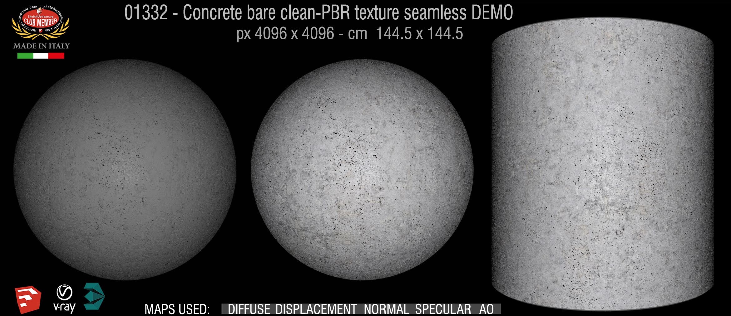 01332 Concrete bare clean-PBR texture seamless DEMO