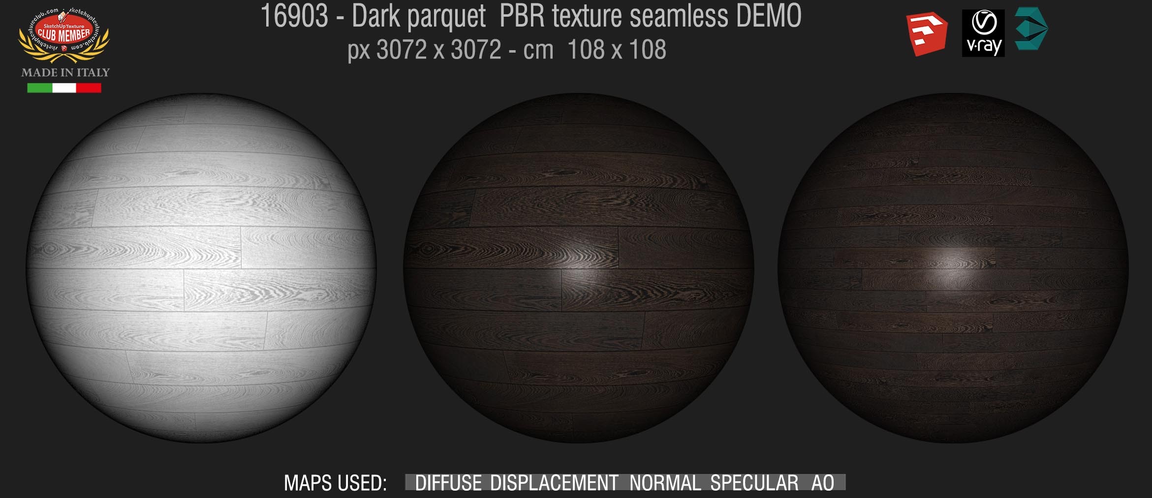 16903 Dark parquet PBR texture seamless DEMO