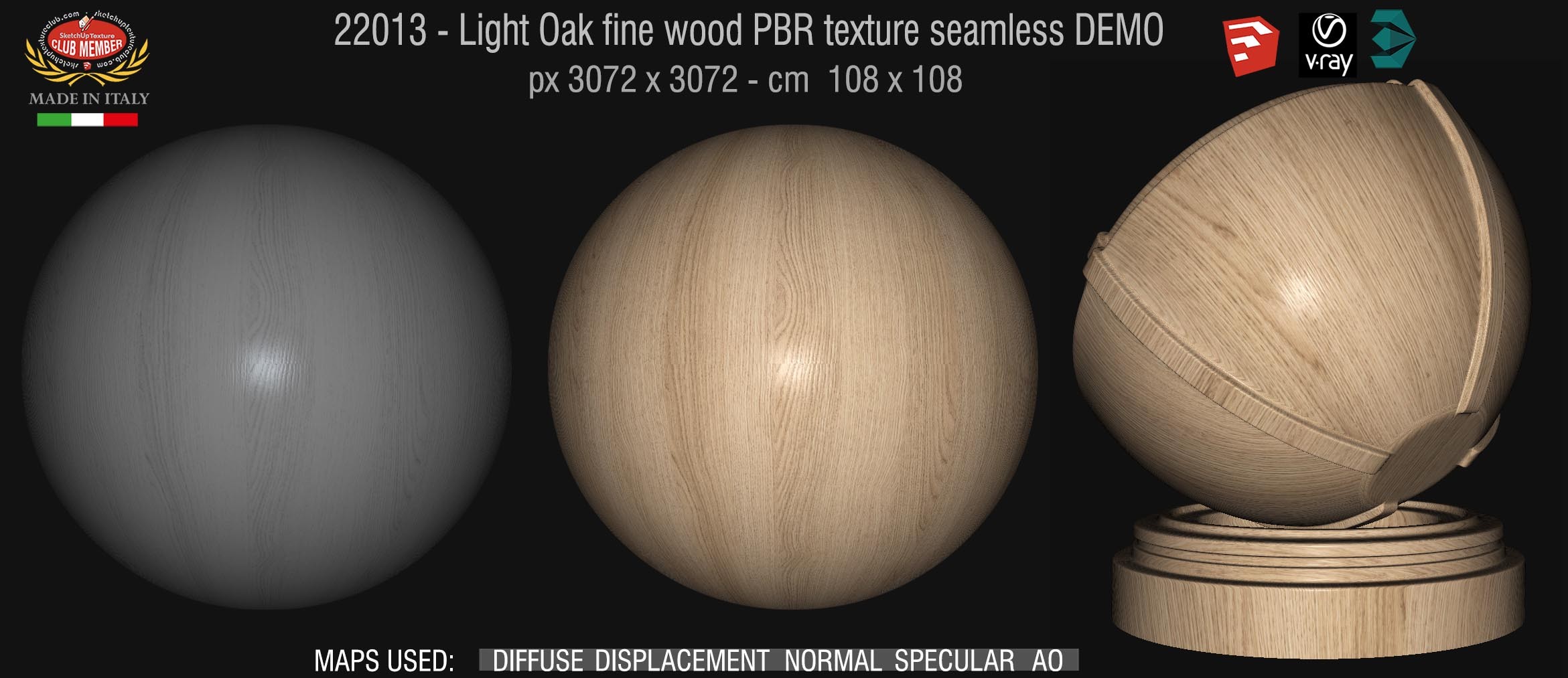 22013 Light Oak fine wood PBR texture seamless DEMO