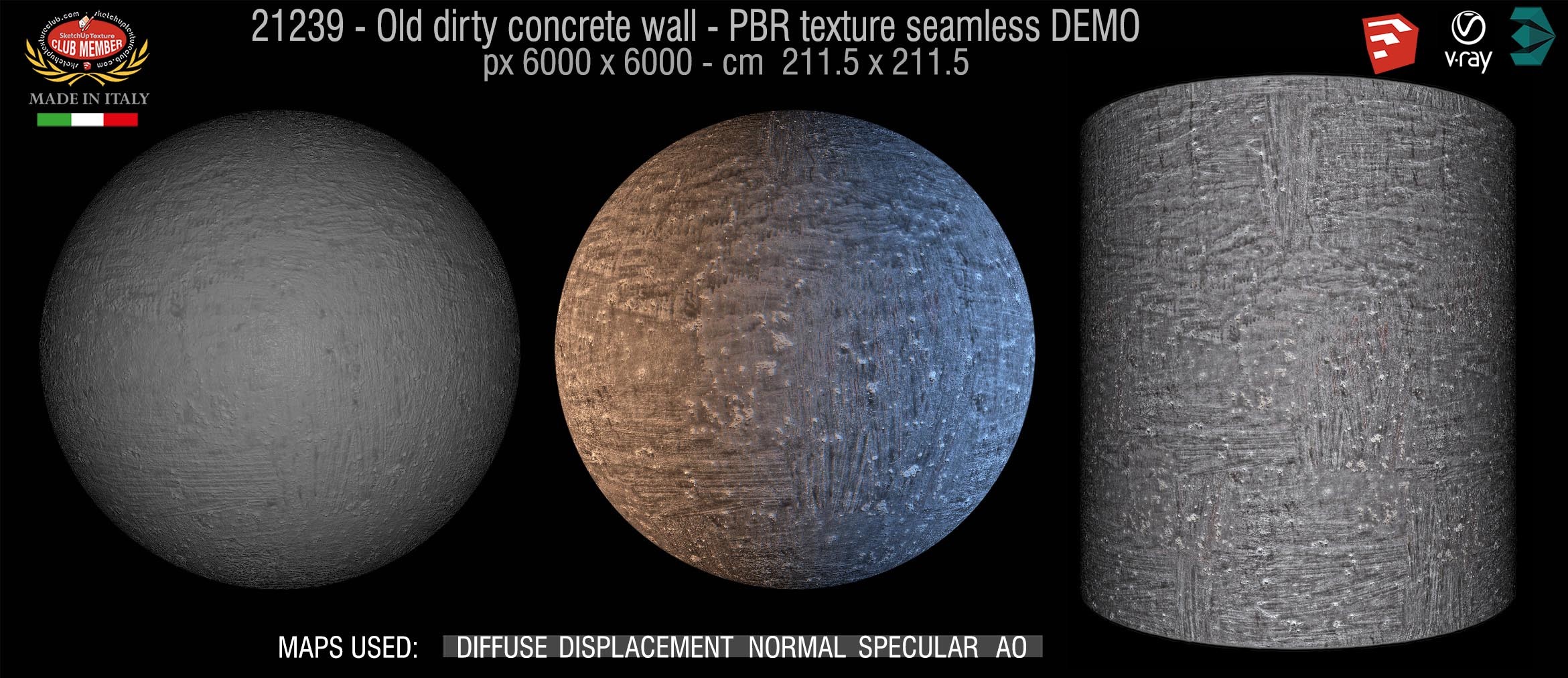 21329 Old dirty concrete wall PBR texture seamless DEMO
