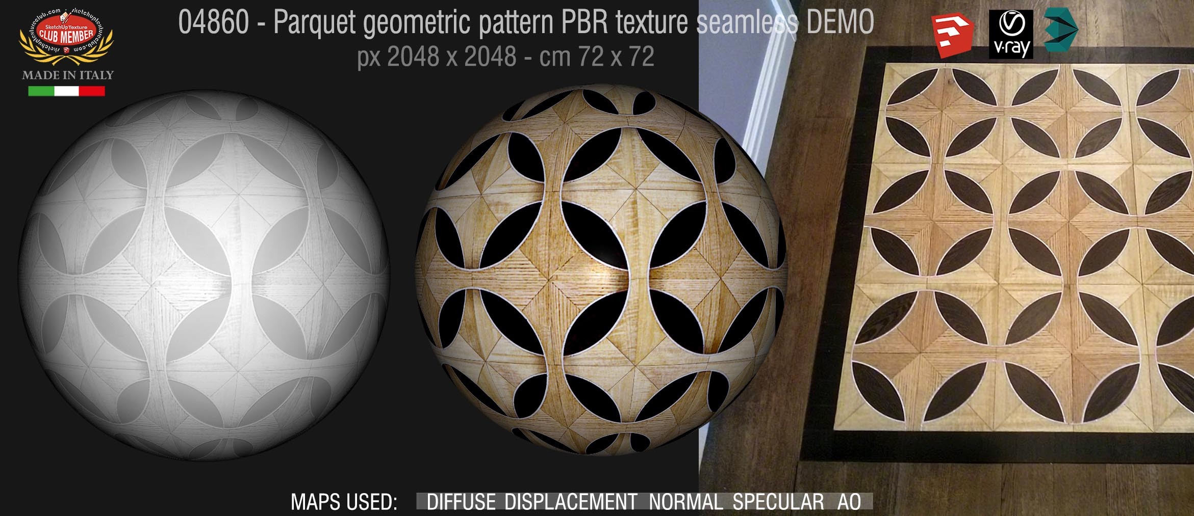 04860 Parquet geometric pattern PBR texture seamless DEMO