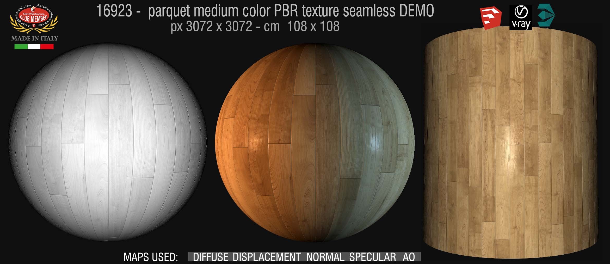 16923 parquet medium color PBR texture seamless DEMO