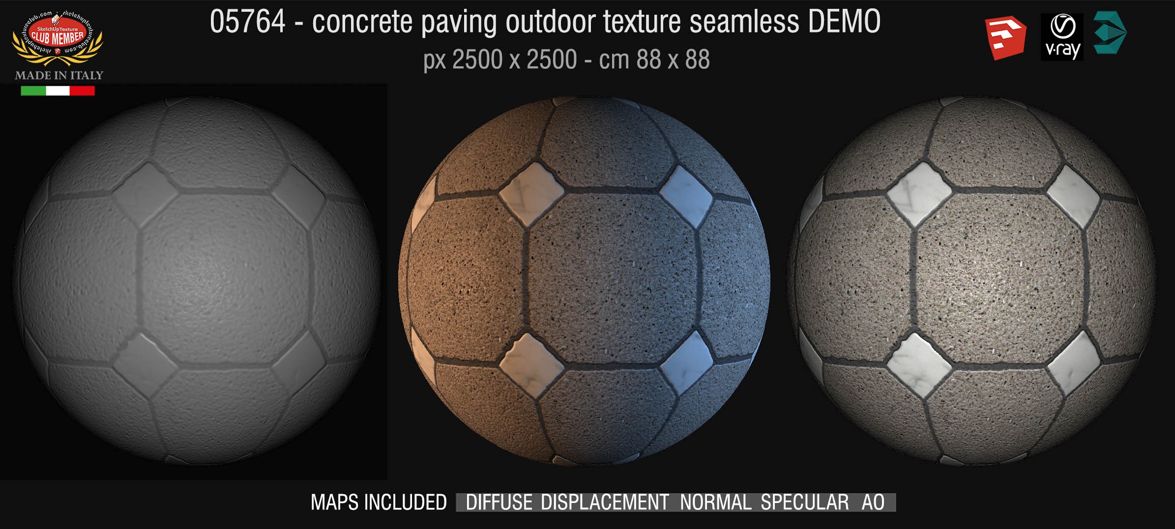 05764 HR Paving outdoor concrete regular block texture + maps DEMO