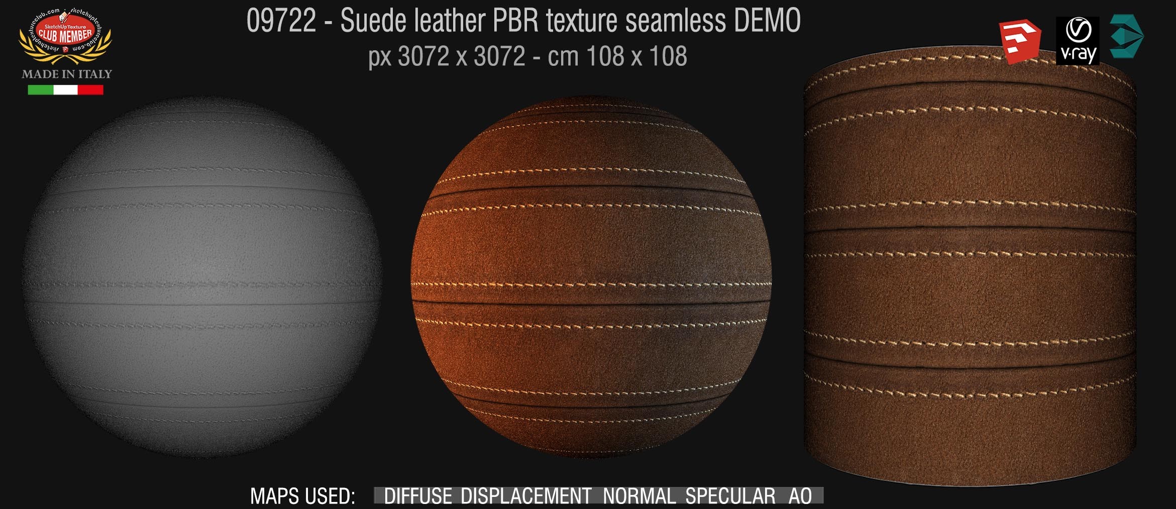 09722 Suede leather PBR texture seamless DEMO