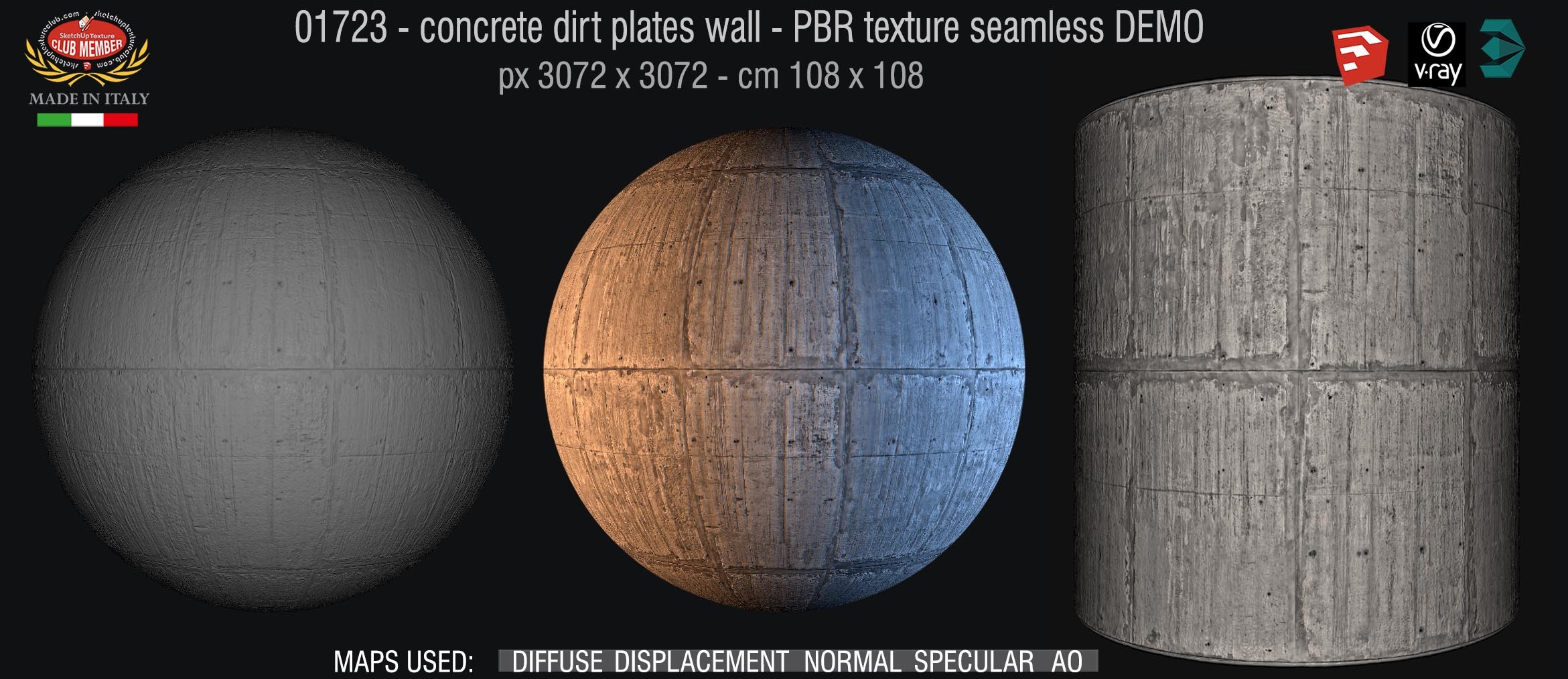 01723 concrete dirt plates wall PBR texture seamless DEMO