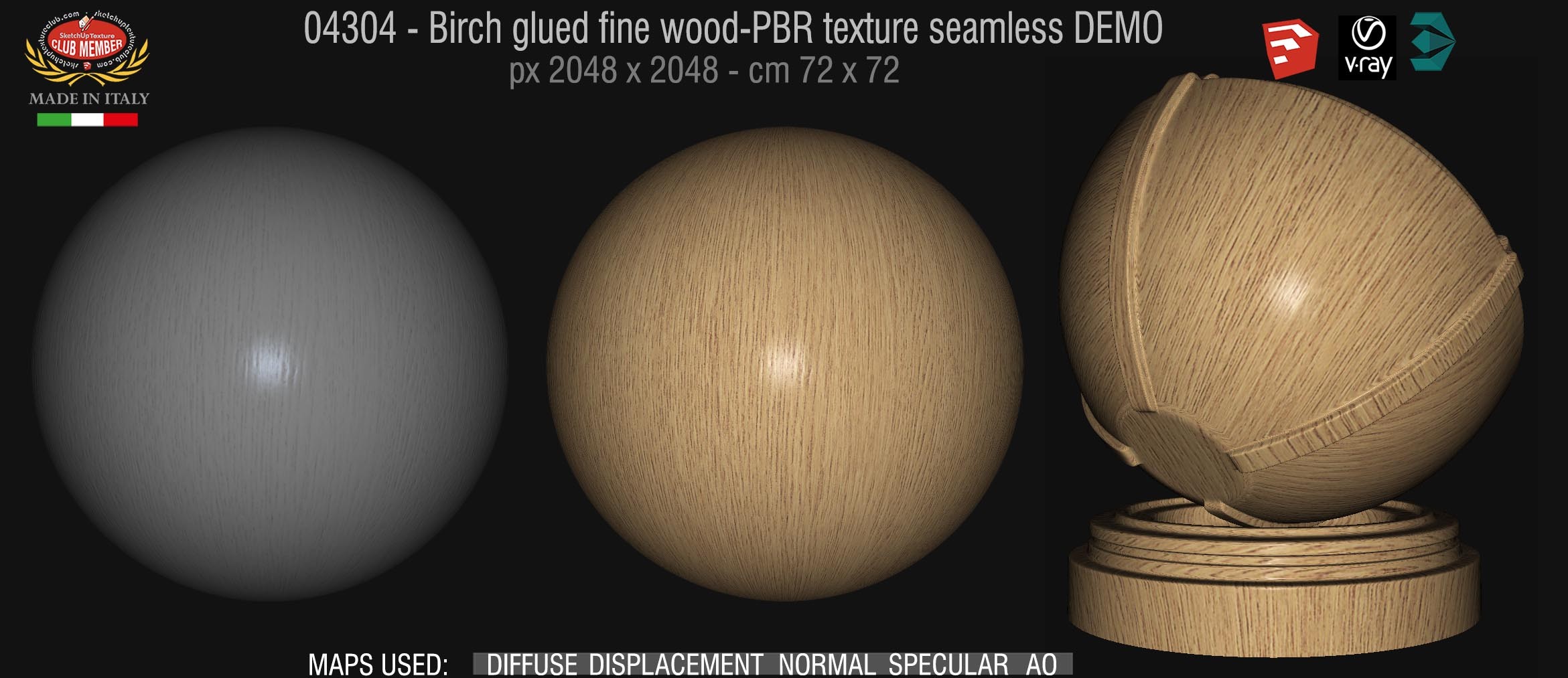 04304 Birch glued fine wood-PBR texture seamless DEMO