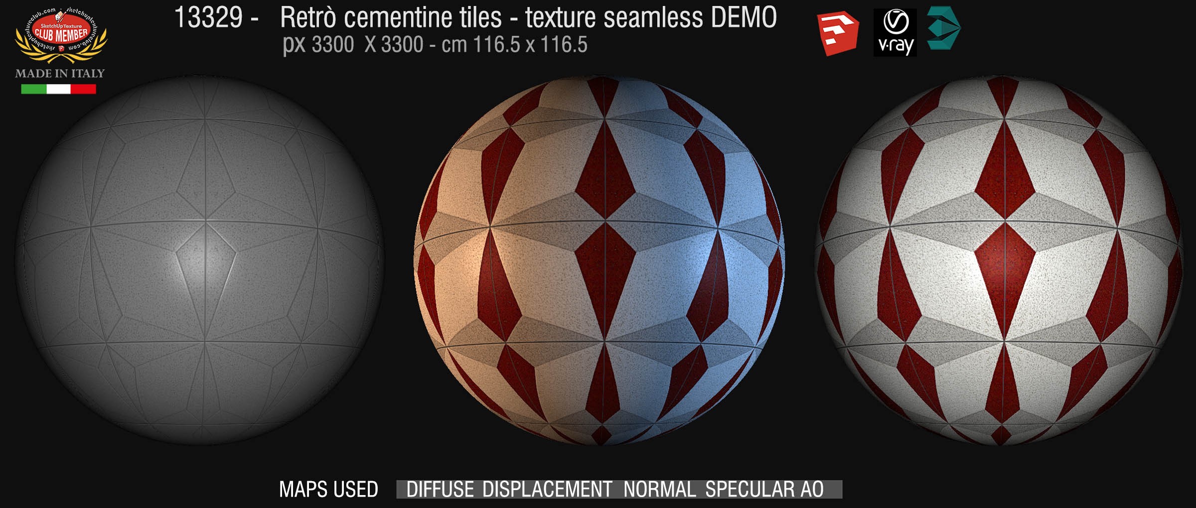 13329 Cement concrete tile texture seamless + maps DEMO