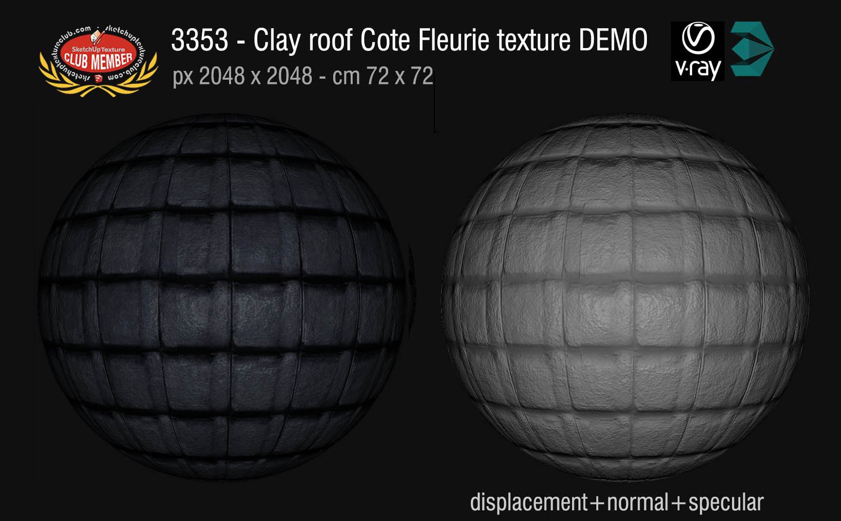 03353 Clay roofing Cote Fleurie texture + maps DEMO