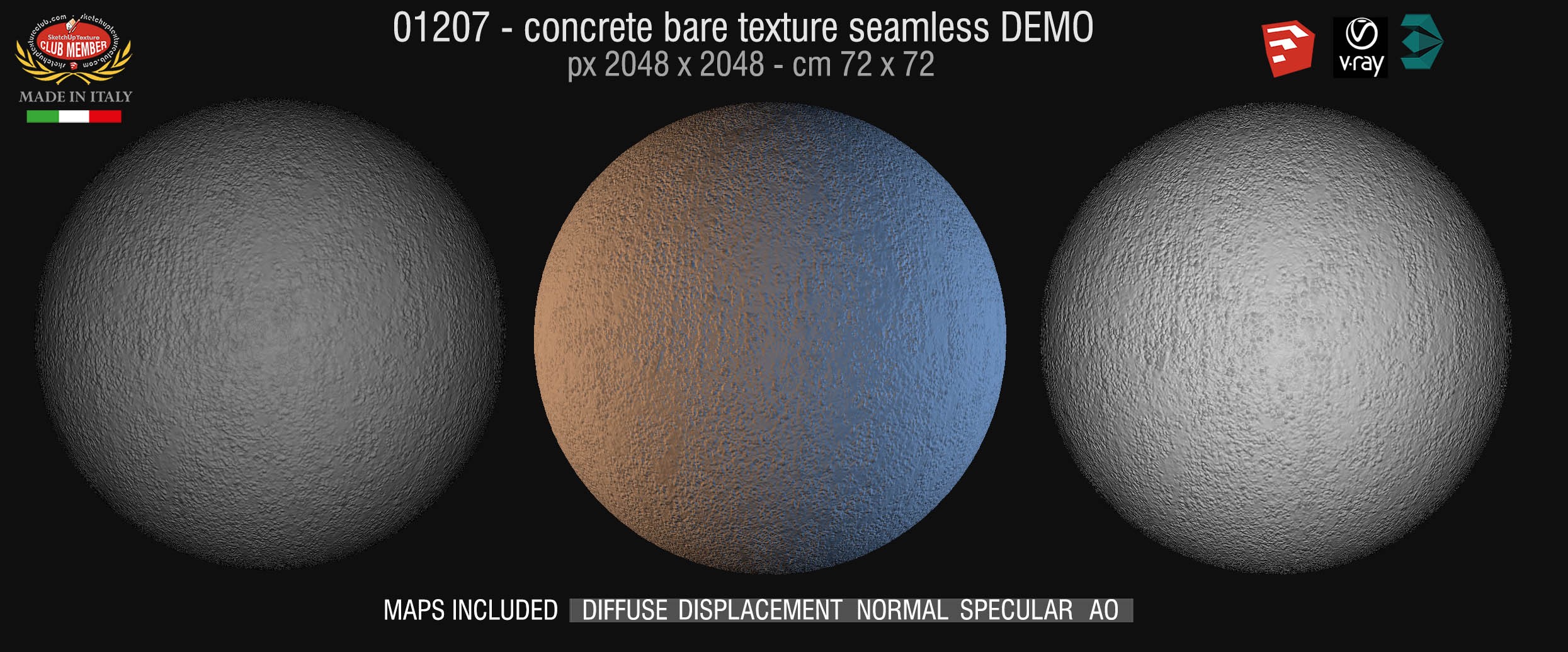01207 HR Concrete bare clean texture + maps DEMO