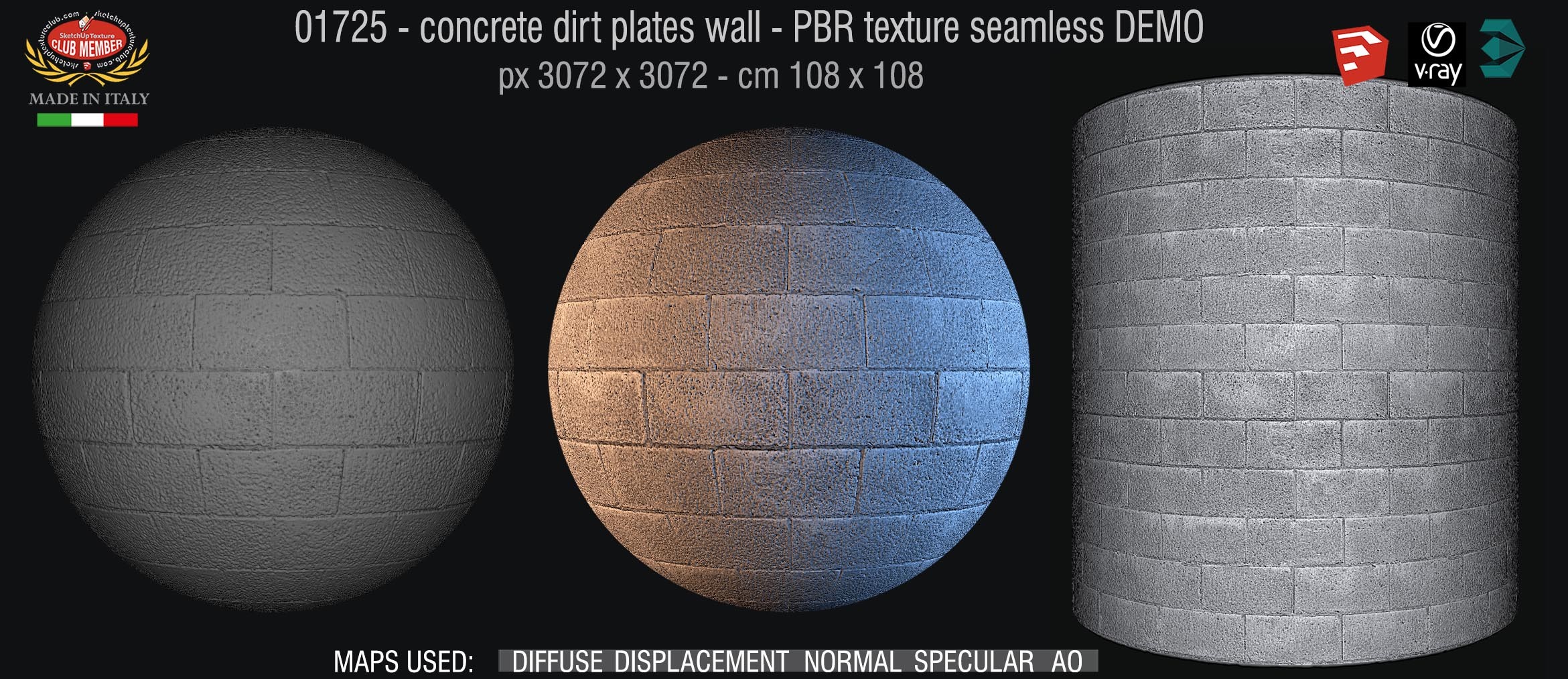 01725 concrete dirt plates wall PBR texture seamless DEMO