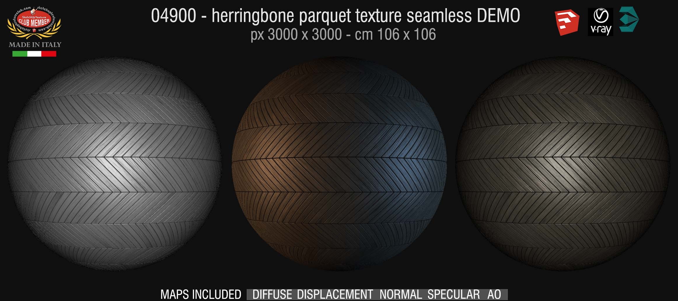 04900 HR Herringbone parquet texture seamless + maps DEMO