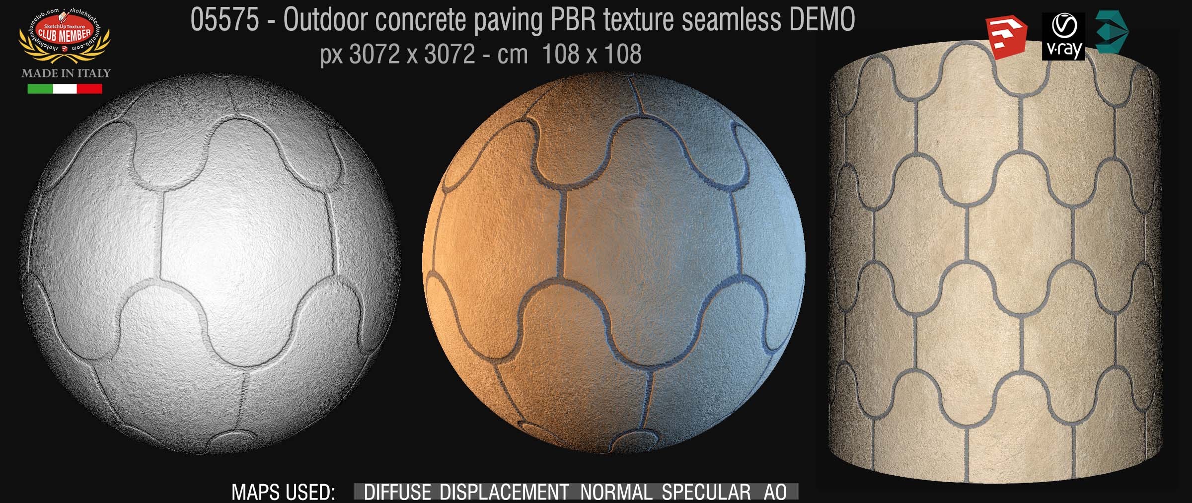 05575 Outdoor concrete paving PBR texture seamless DEMO