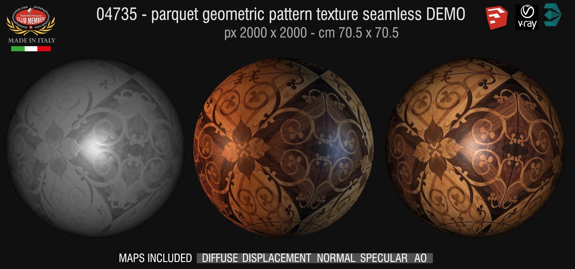 04735 HR Parquet geometric pattern texture seamless + maps DEMO