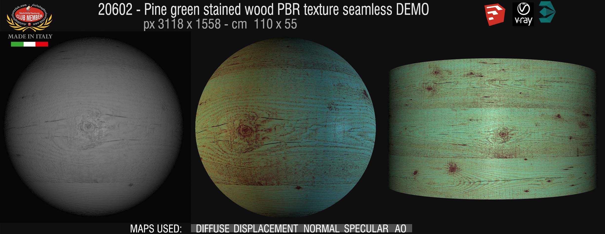 20602 Pine green stained wood PBR texture seamless DEMO