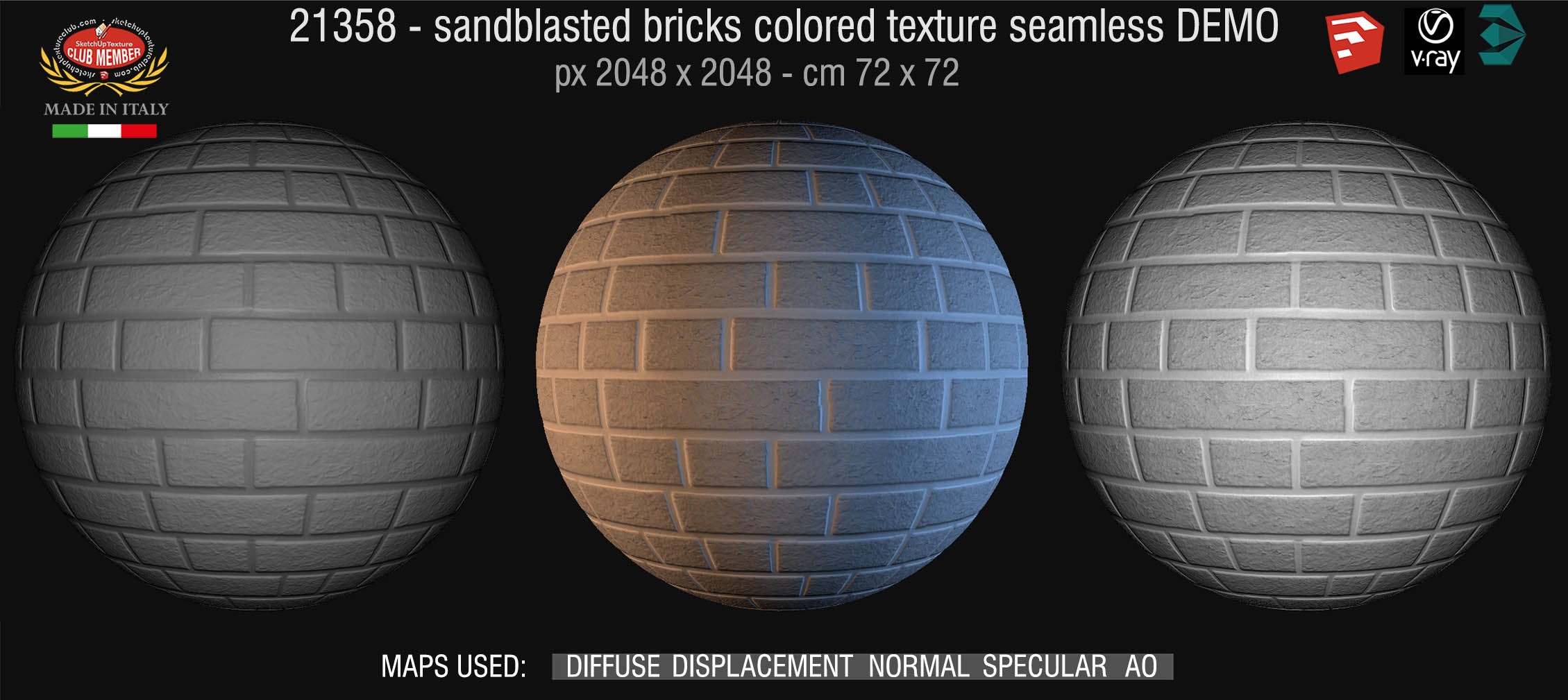 21358 sandblasted bricks colored texture seamless + maps DEMO
