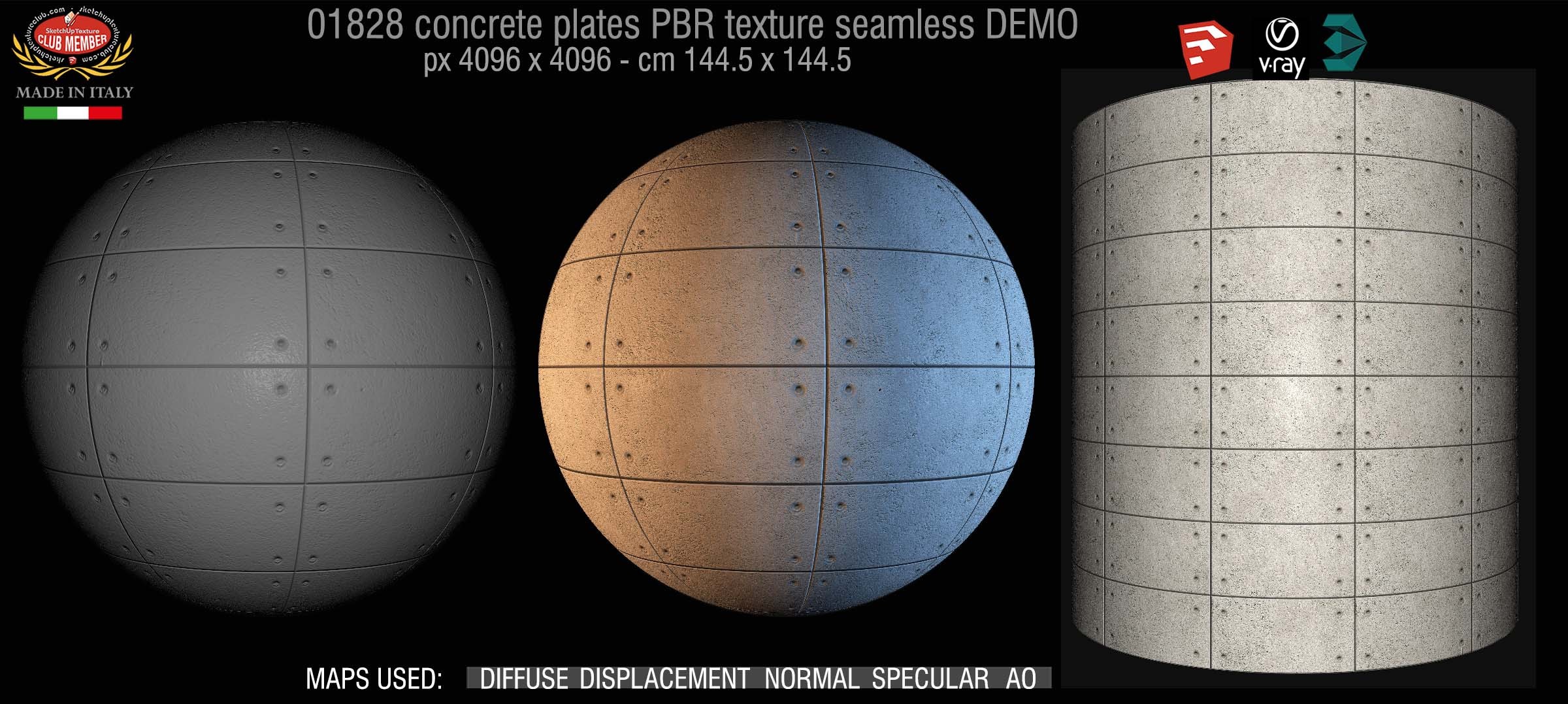 01828 Tadao Ando concrete plates PBR texture seamless DEMO