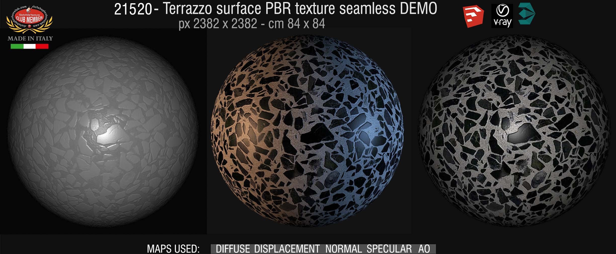 21520 Terrazzo surface PBR texture seamless DEMO