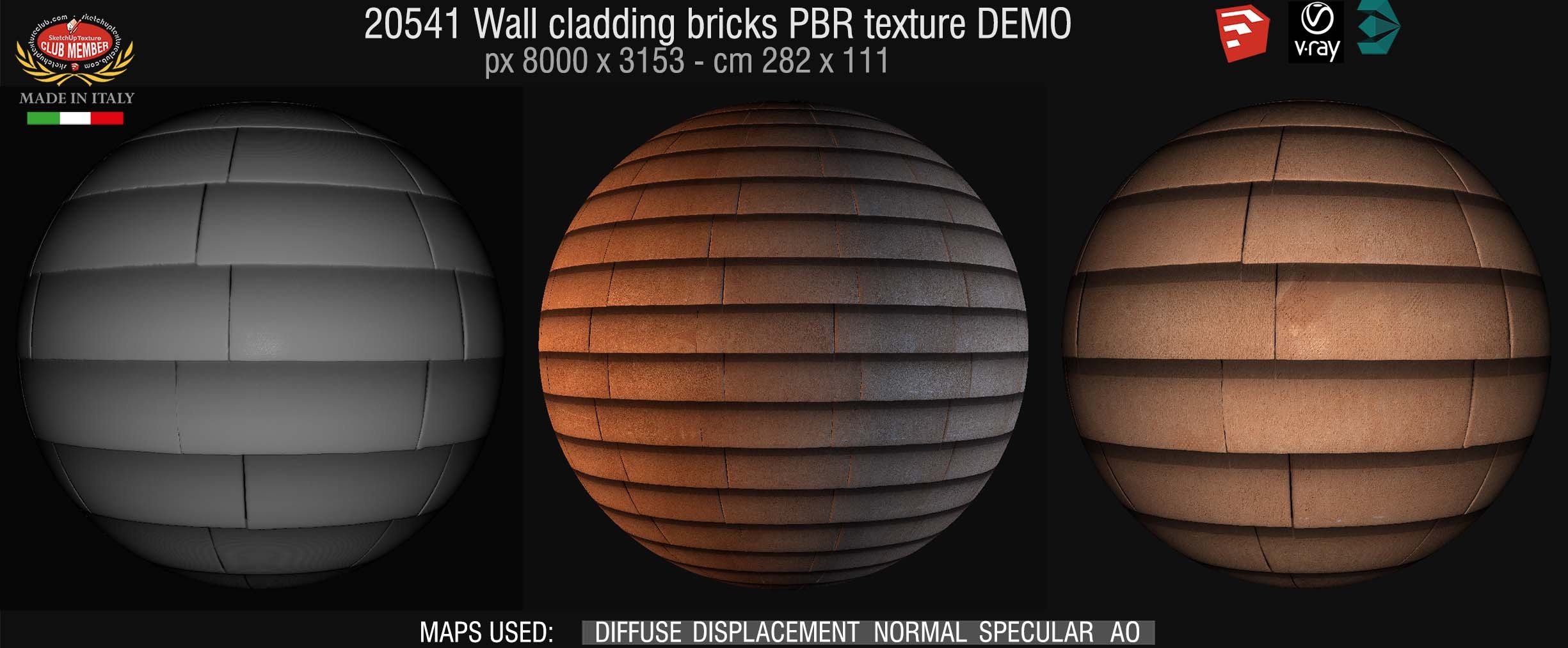 21541 Wall cladding bricks PBR texture seamless DEMO