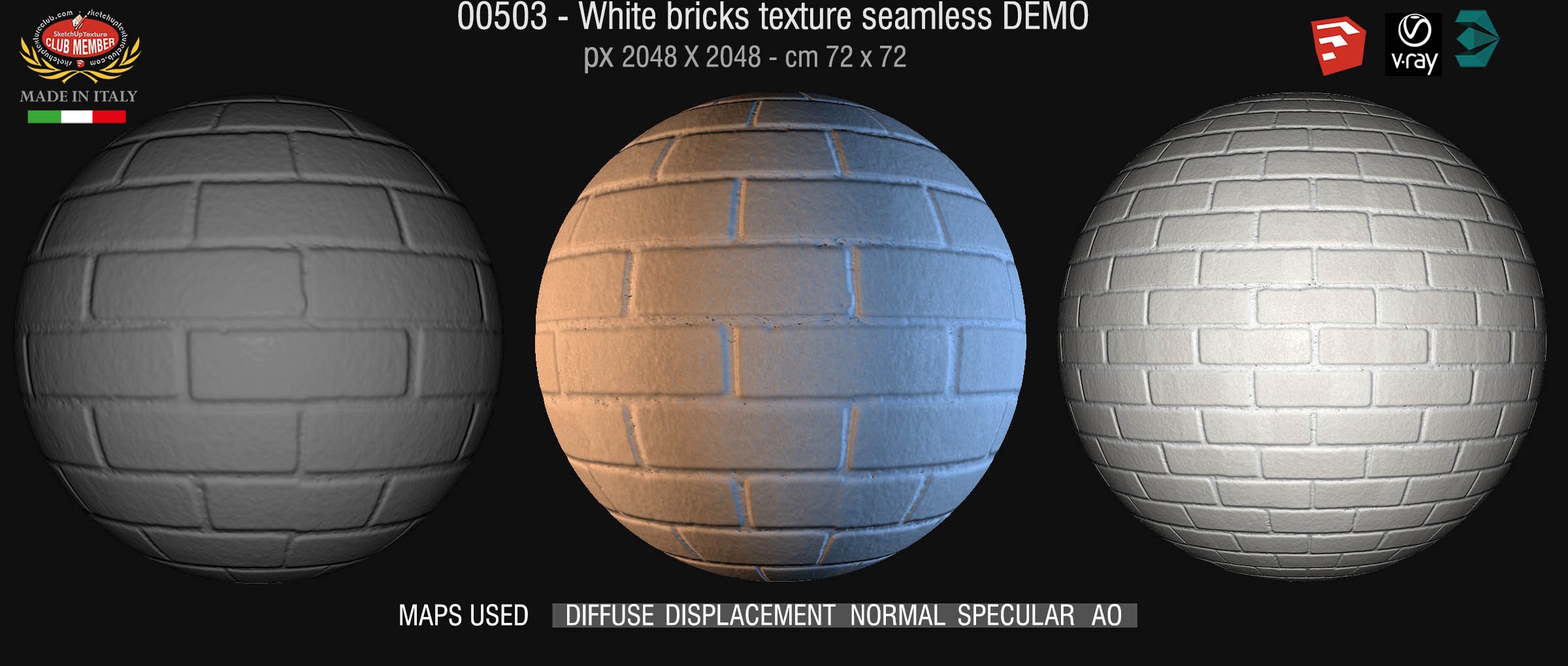 00503 White bricks texture seamless + maps DEMO