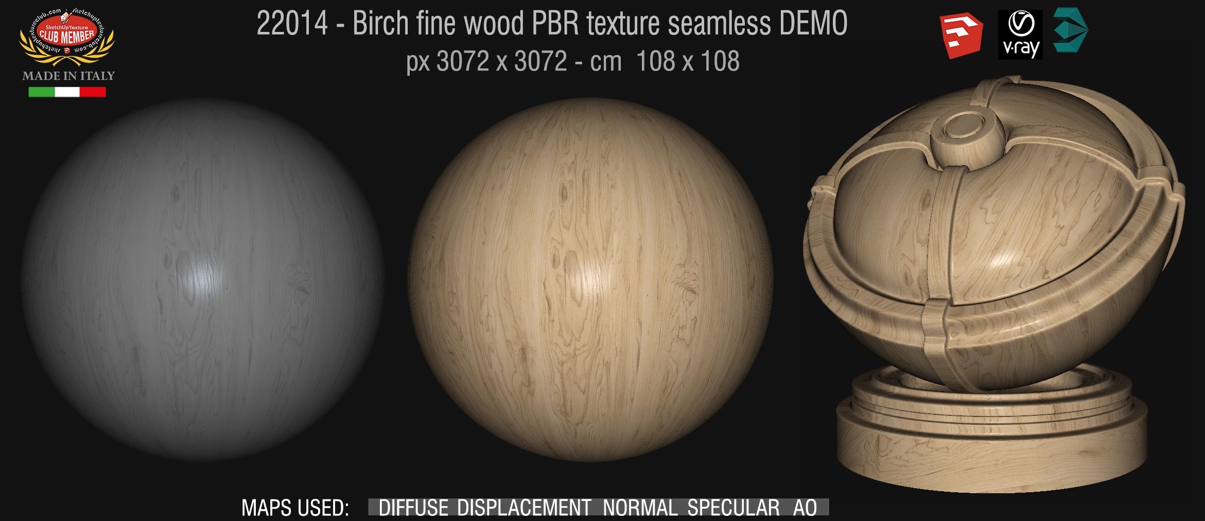 22014 Birch fine wood PBR texture seamless DEMO