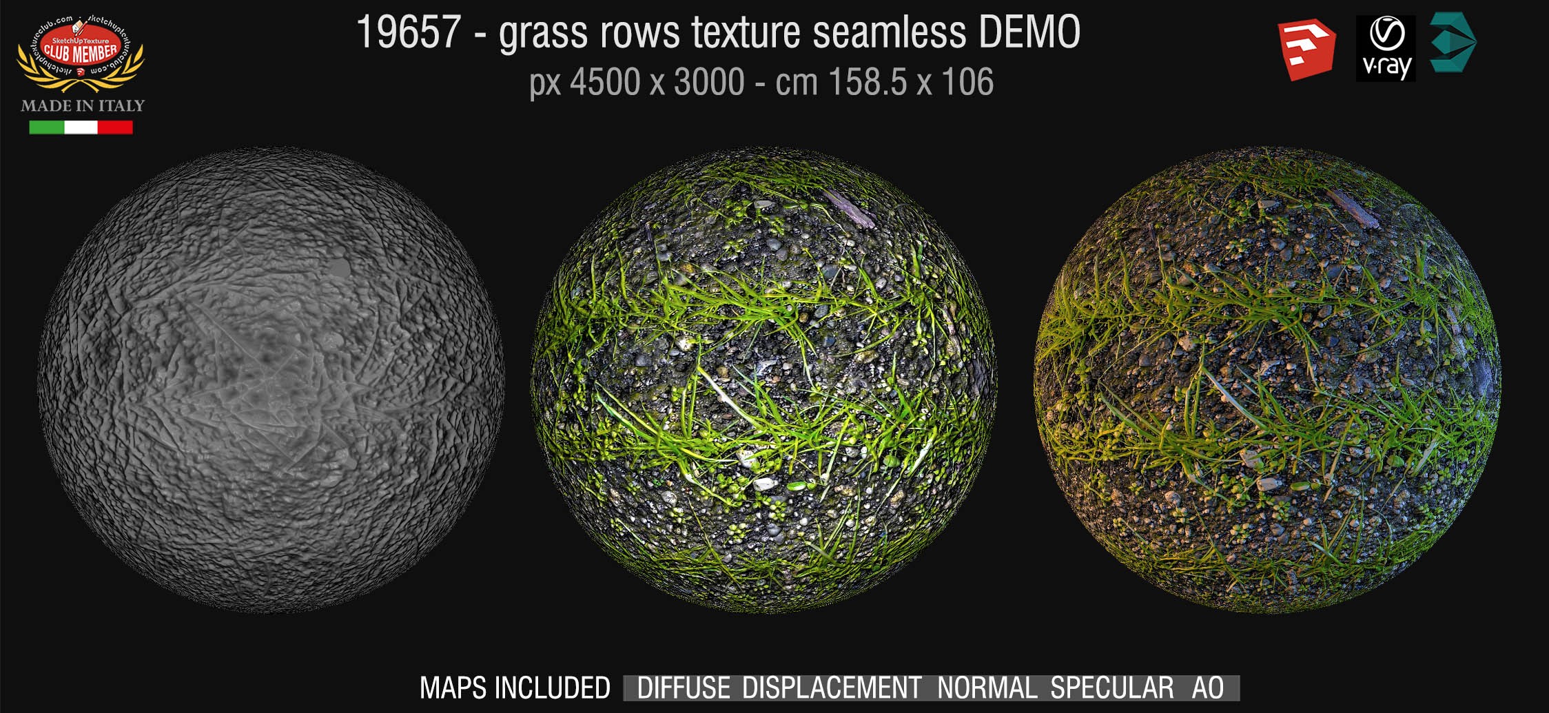 19657 HR Grass rows texture + maps DEMO