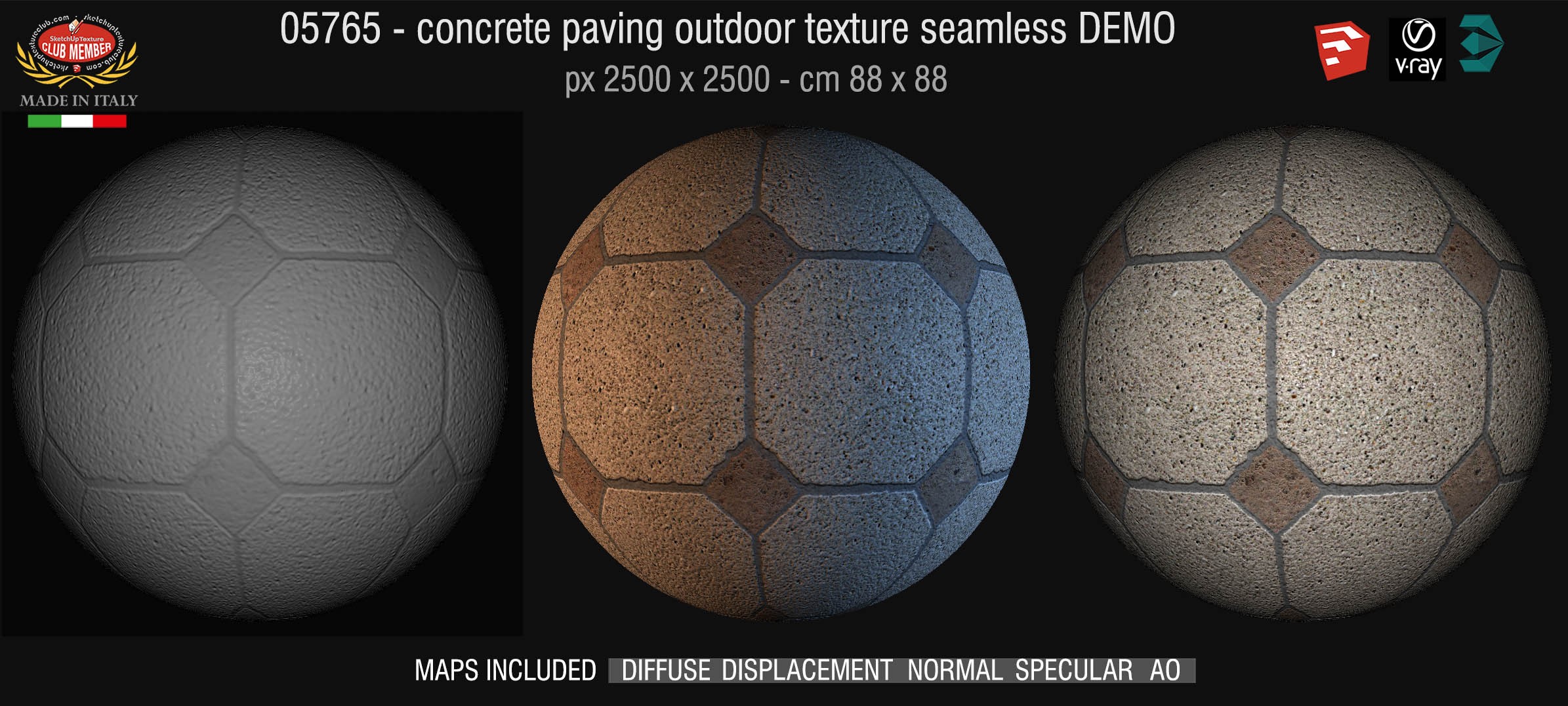 05765 HR Paving outdoor concrete regular block texture + maps DEMO