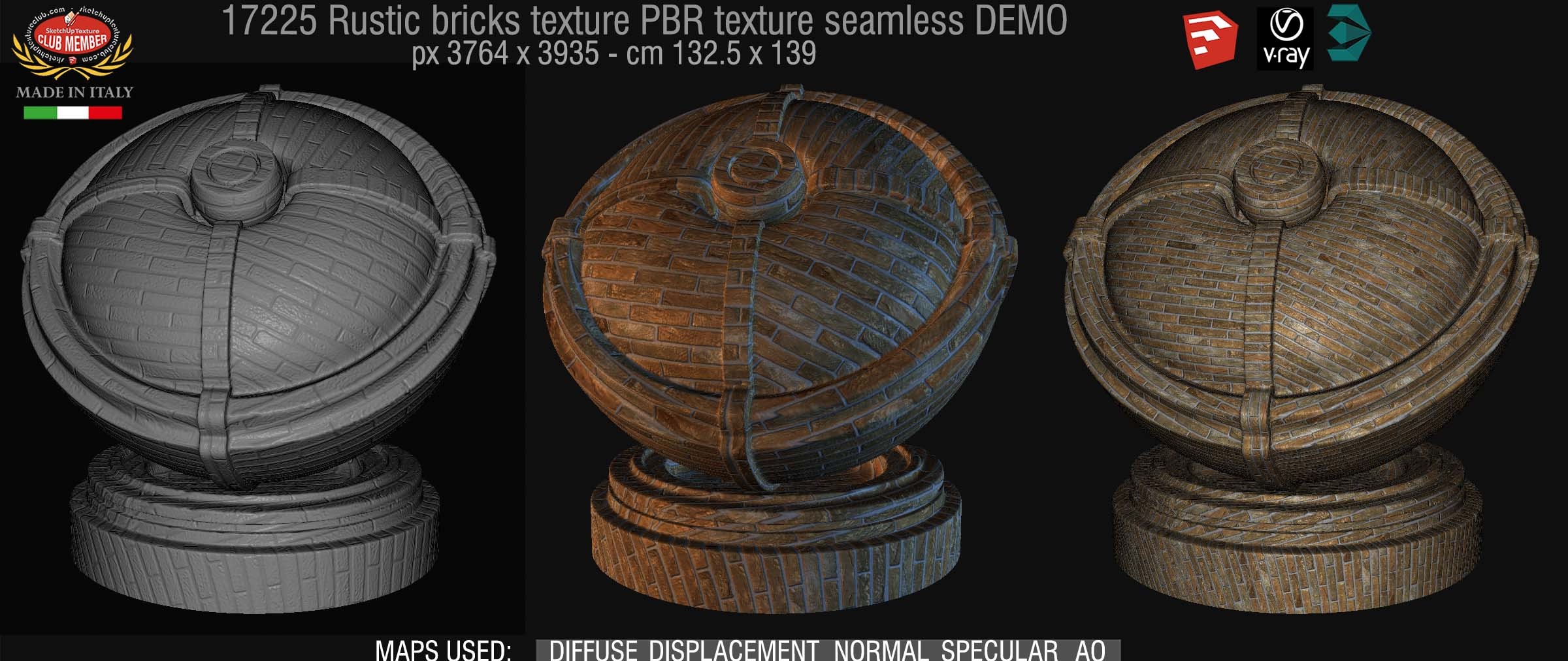 17225 Rustic bricks PBR texture seamless DEMO