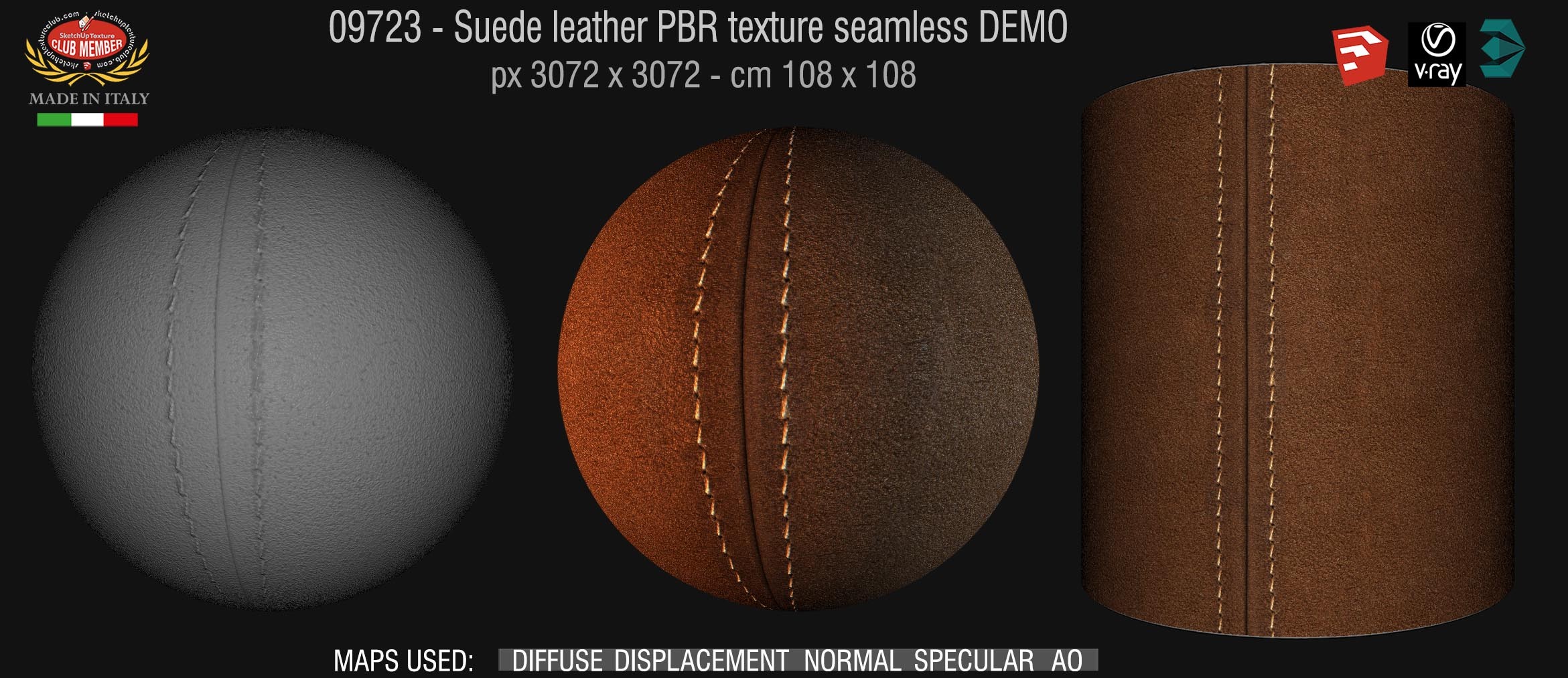 09723 Suede leather PBR texture seamless DEMO