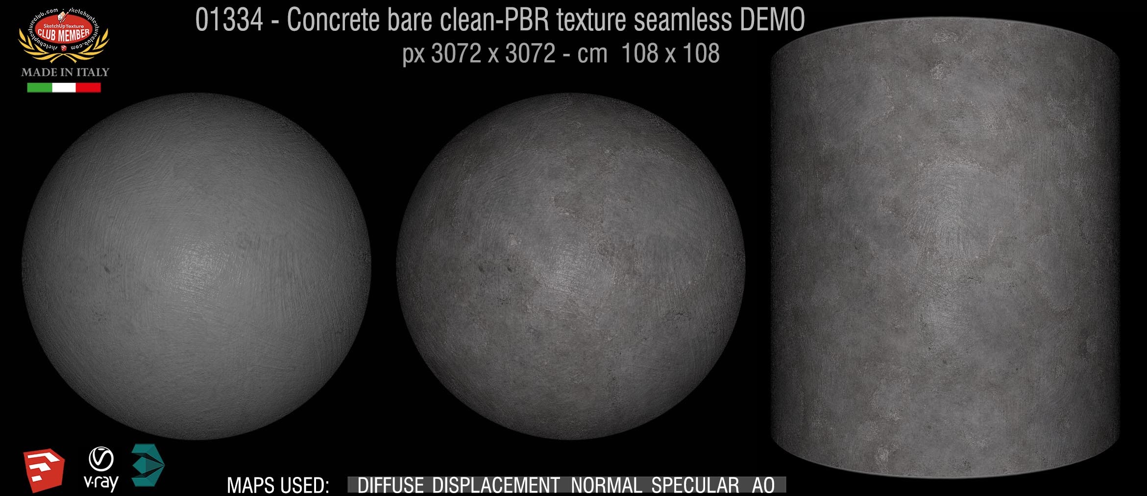01334 Concrete bare clean-PBR texture seamless DEMO