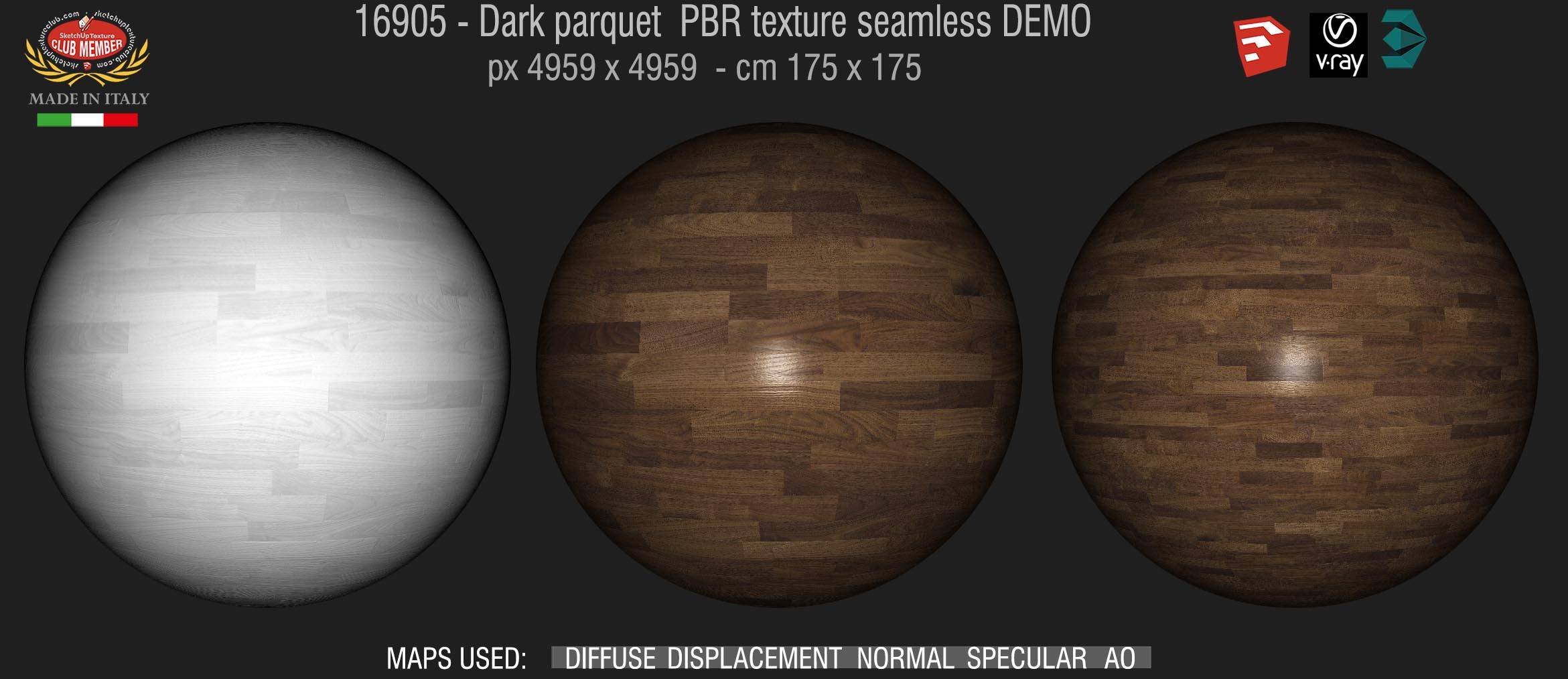 16905 Dark parquet PBR texture seamless DEMO