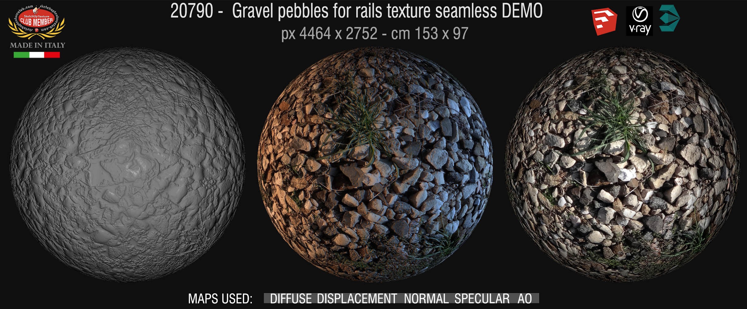 20790 Gravel pebbles for rails texture seamless & maps DEMO