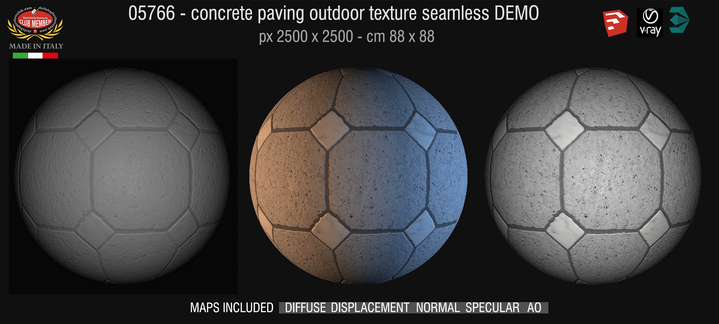 05766 HR Paving outdoor concrete regular block texture + maps DEMO