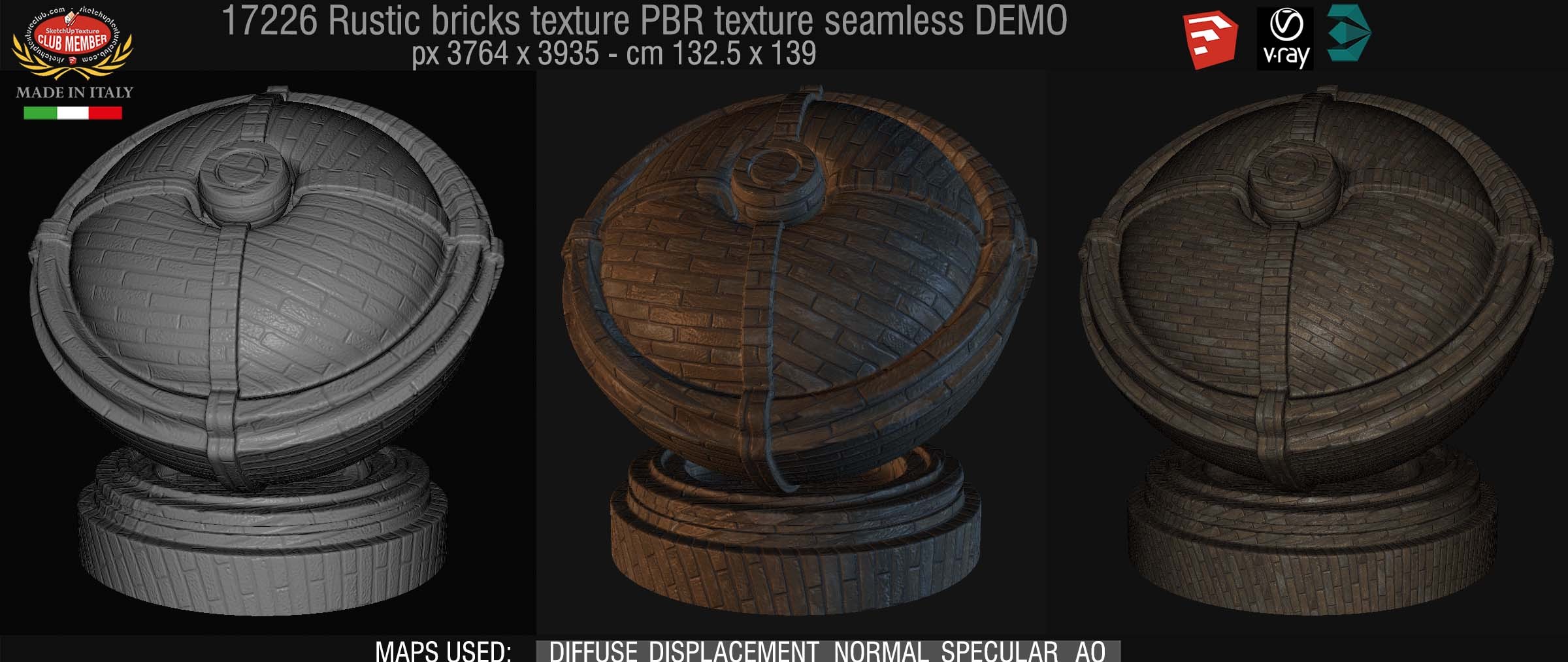 17226 Rustic bricks PBR texture seamless DEMO