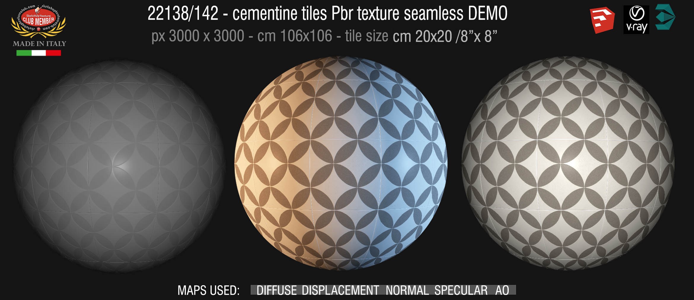 22138/142 cementine tiles Pbr texture seamless DEMO - D_Segni Concrete Look by Marazzi