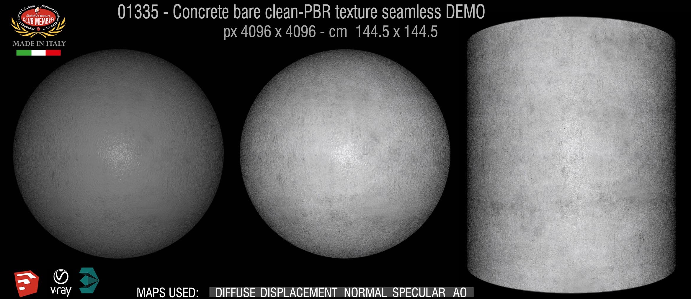 01335 Concrete bare clean-PBR texture seamless DEMO